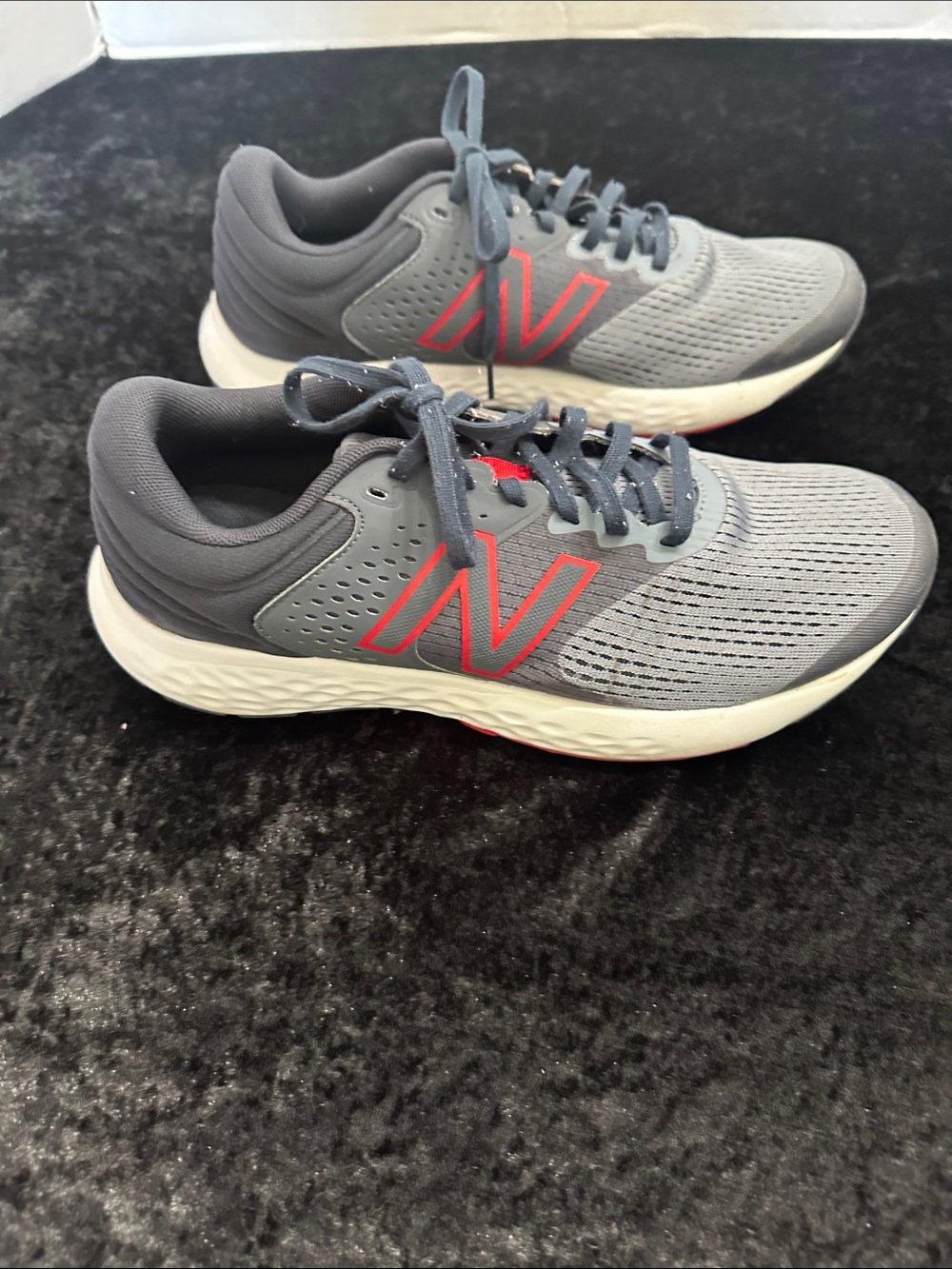 New Balance Gray with Red Accent Athletic Sneakers